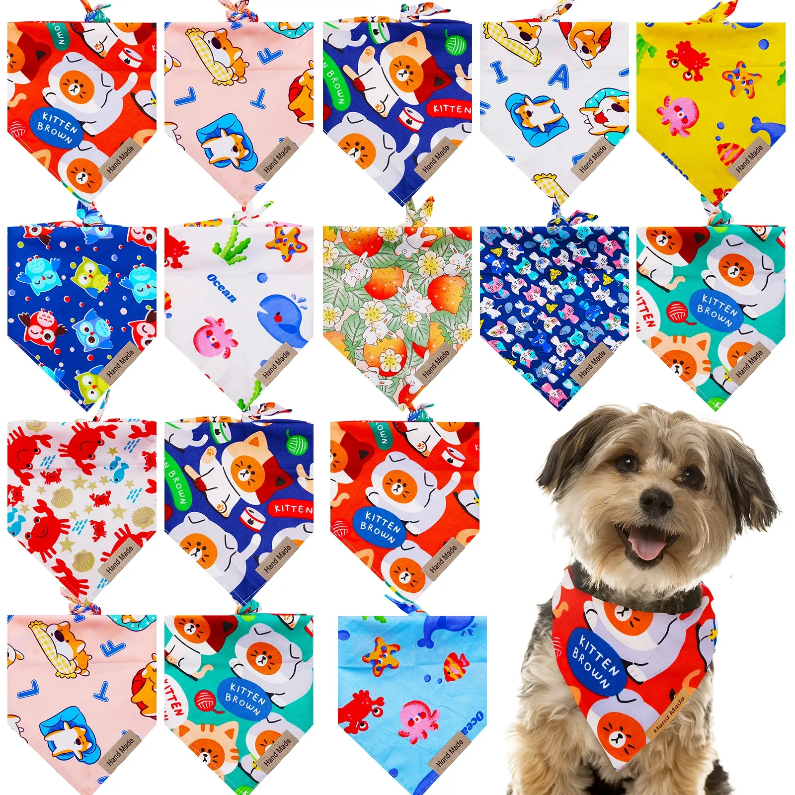 Dog Bandanas Pack of 20 50 Summer Cooling Bandana for Small Dogs Cats Puppies Soft Cotton Neckerchief Triangle Bibs for Pet Grooming and