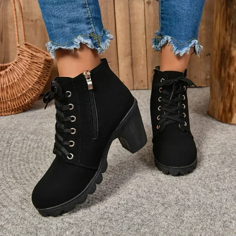Women Fashion High Heels Lace Up Ankle Boots with Buckle Platform PU  Leather Shoes from Dhgate Boots - price 75.34