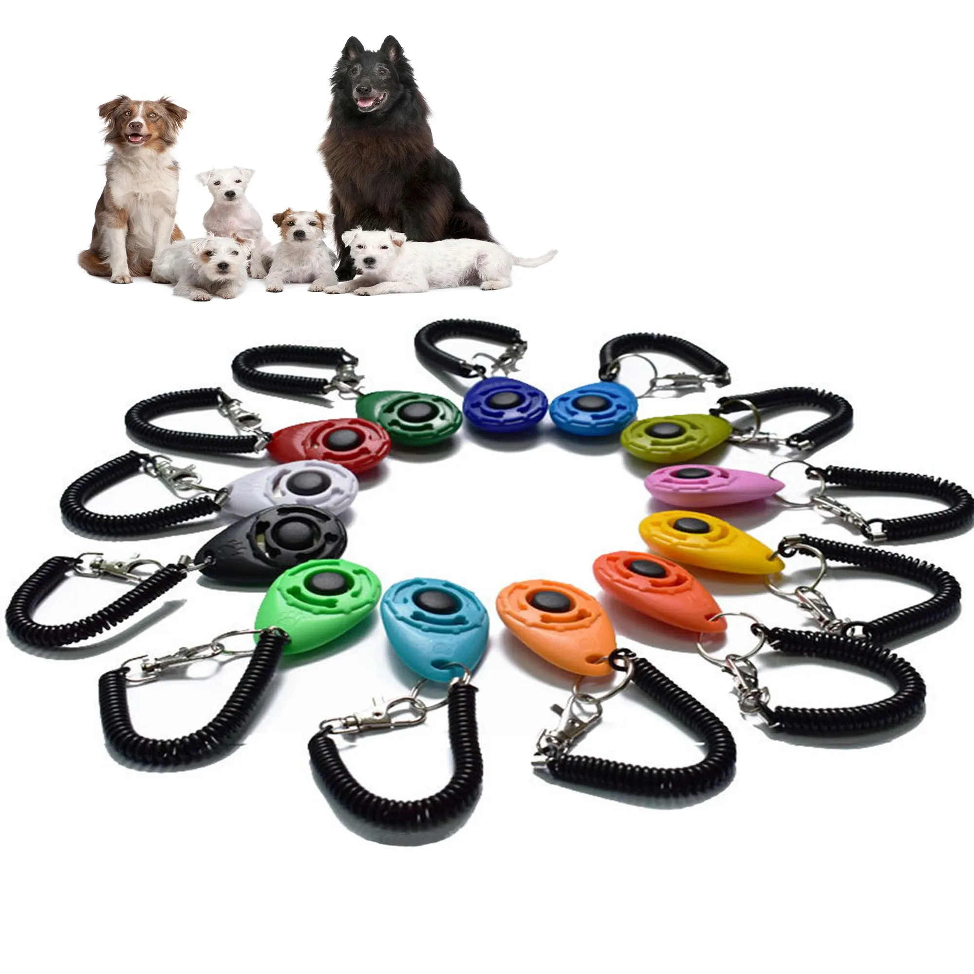 Adjustable Wrist Strap Plastic Dog Training Clicker with Keychain