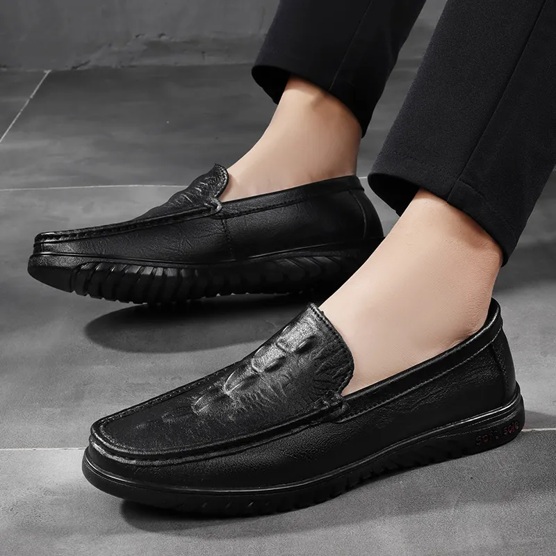 Mens Genuine Leather Casual Loafers - Breathable Slip-On  display picture 3