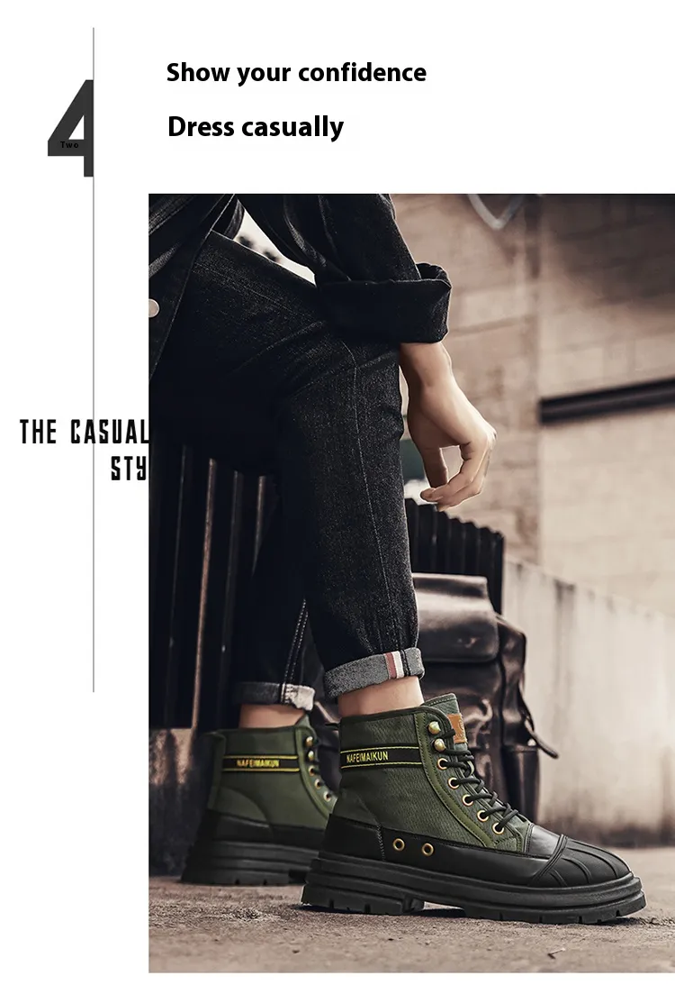 Men's Canvas High Top Work Boots - Breathable, Wear-Resistant, Safety ...