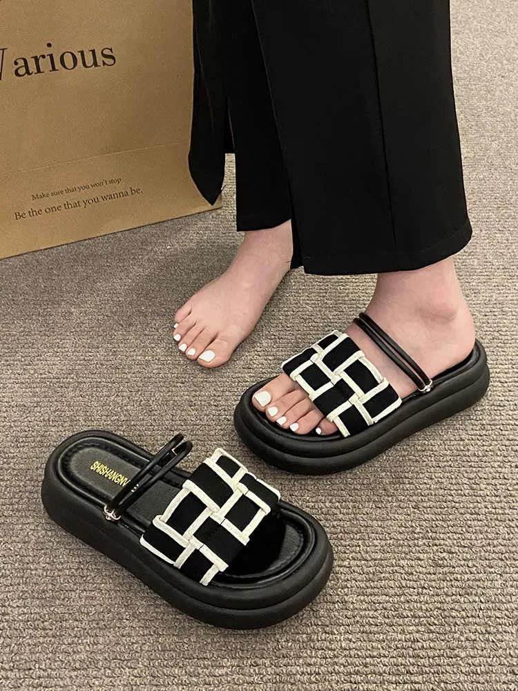 Beach Wedge Heels: Womens Platform Slippers In Beige Comfortable