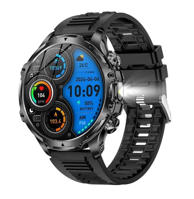 Carneedi Smartwatch voor heren, militair met bluetooth-telefoon, IP68