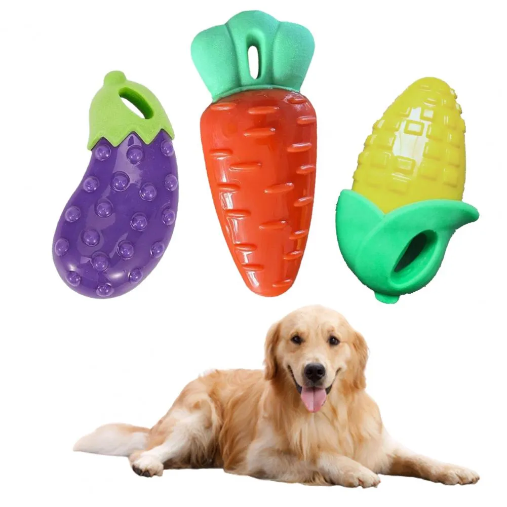 Squeaky Dog Toys: Natural Rubber Fruit Chew Toys For Puppies