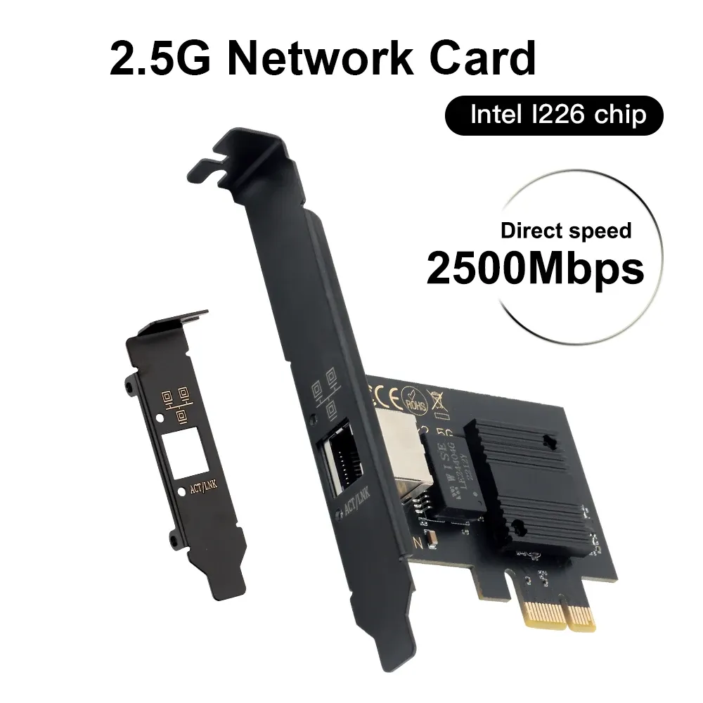 PCIE To RJ45 Network Adapter I226 2.5G Gigabit Ethernet 100/1000/2500Mbps RJ45 LAN Controller For Desktop/PC Server