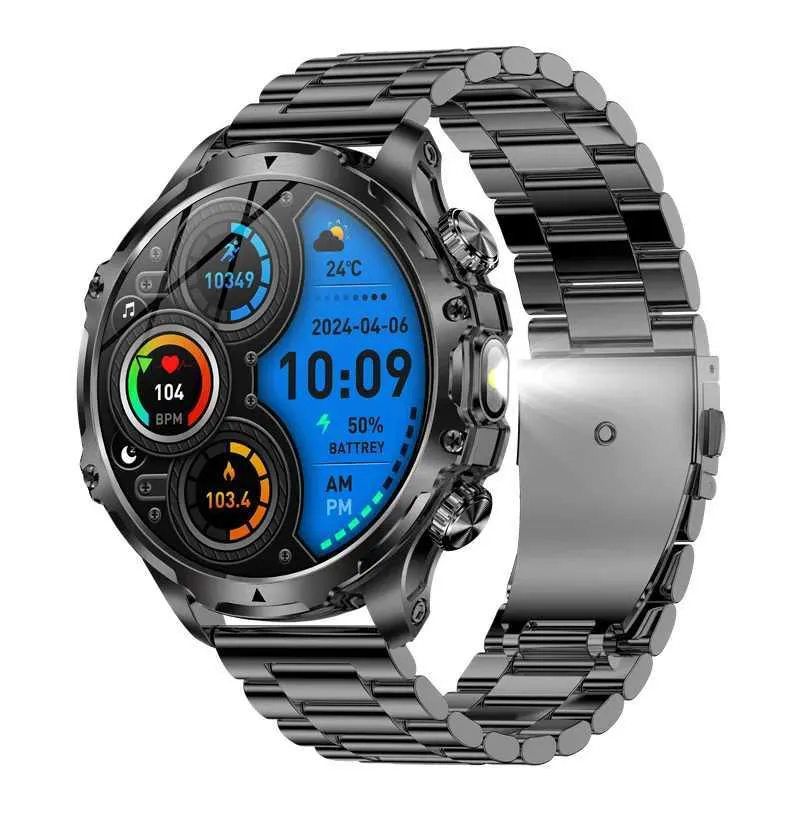 AK75 Rugged Smartwatch with Flashlight Fitness Tracker, LED