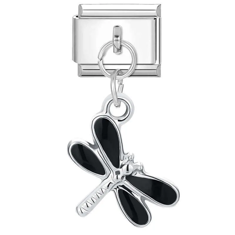 New Women's Gift Cute Dragonfly Butterfly Tulip Pendant Italian Charms Links Bangle Beads Fit 9mm Stainless Steel_voghion.com
