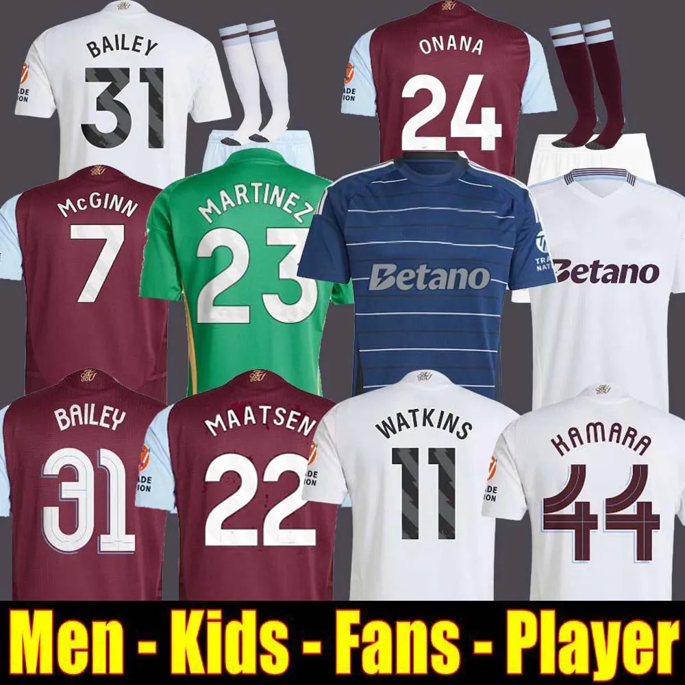 24 25 Home 2025 2024 Aston Training Villas Away Camisetas Futbol Mings McGinn Buendia Watkins
