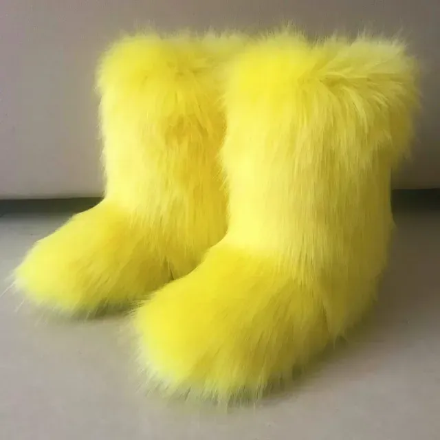 Women Fluffy Faux Fur Winter Half Boots with Plush Lining and