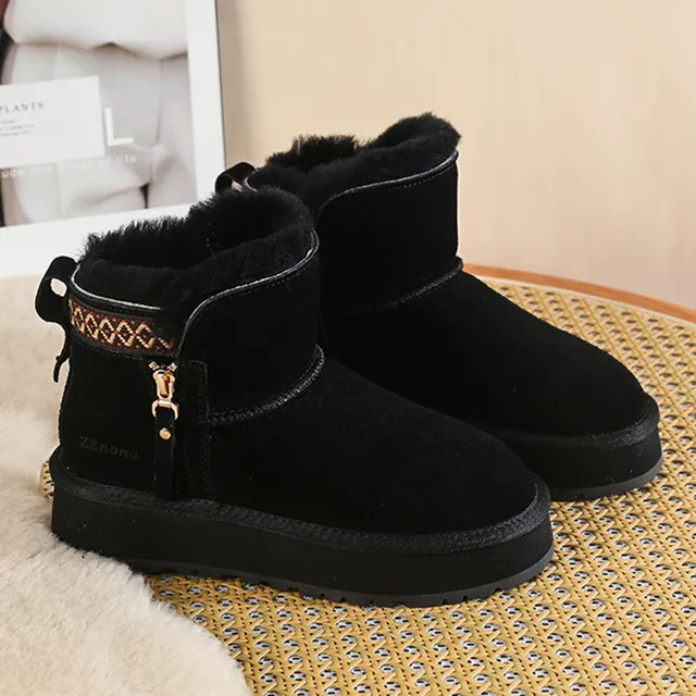 Bottes Fourrées Femme - Mi-mollet - Doublure Chaude - Fermeture éclair Latérale - Style Hiver Européen - Confort Et Chaleur - 8