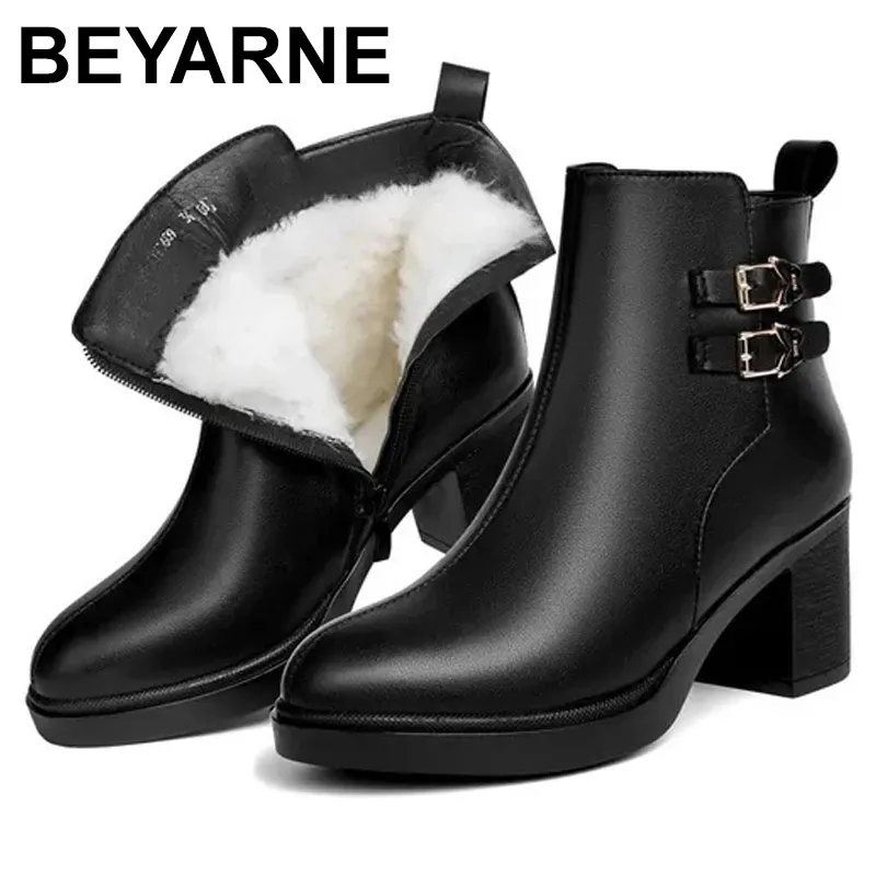 Women Winter Boots Genuine Leather 2024 New Fashion Dress Boots Women Large  Size Wool Warm Women Ankle Boots From 40,8 €