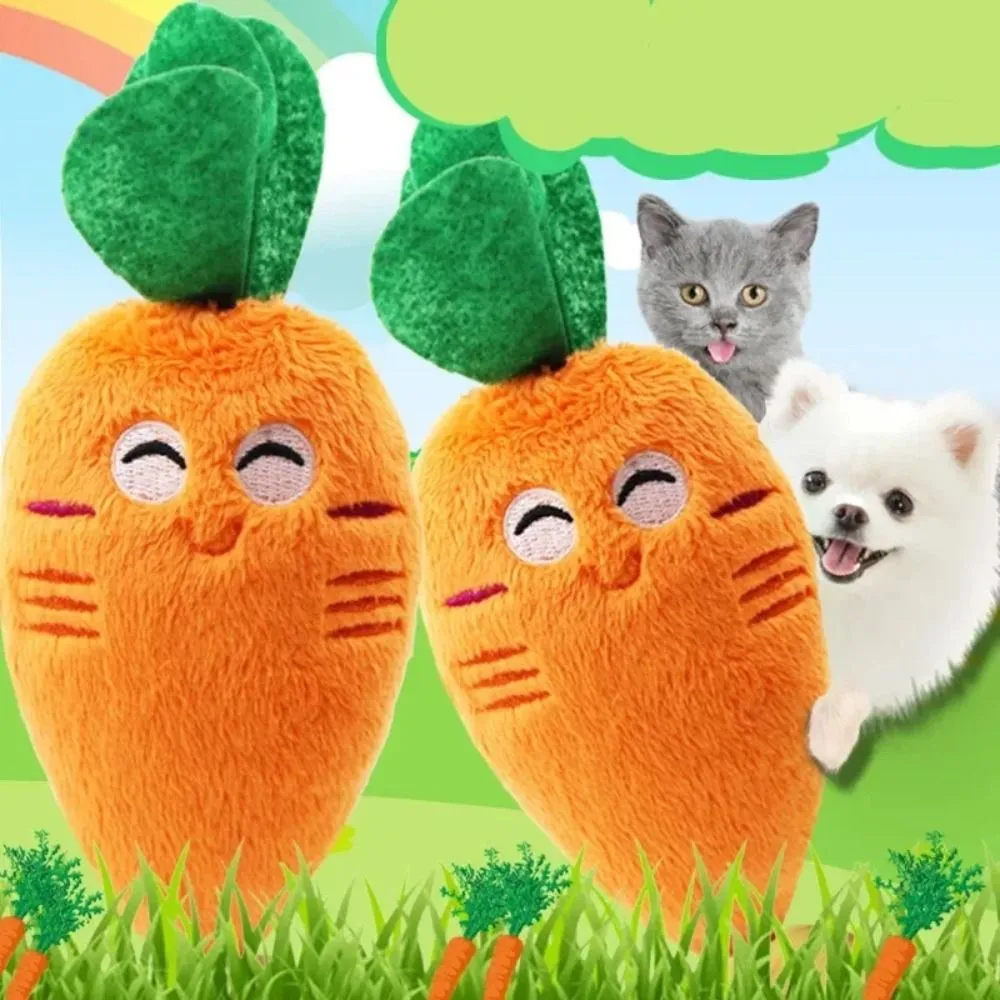 Carrot Squeaky Dog Toy - Cute Plush Carrot With Sound, Soft Interactive Toy For Small, Medium, Large Dogs