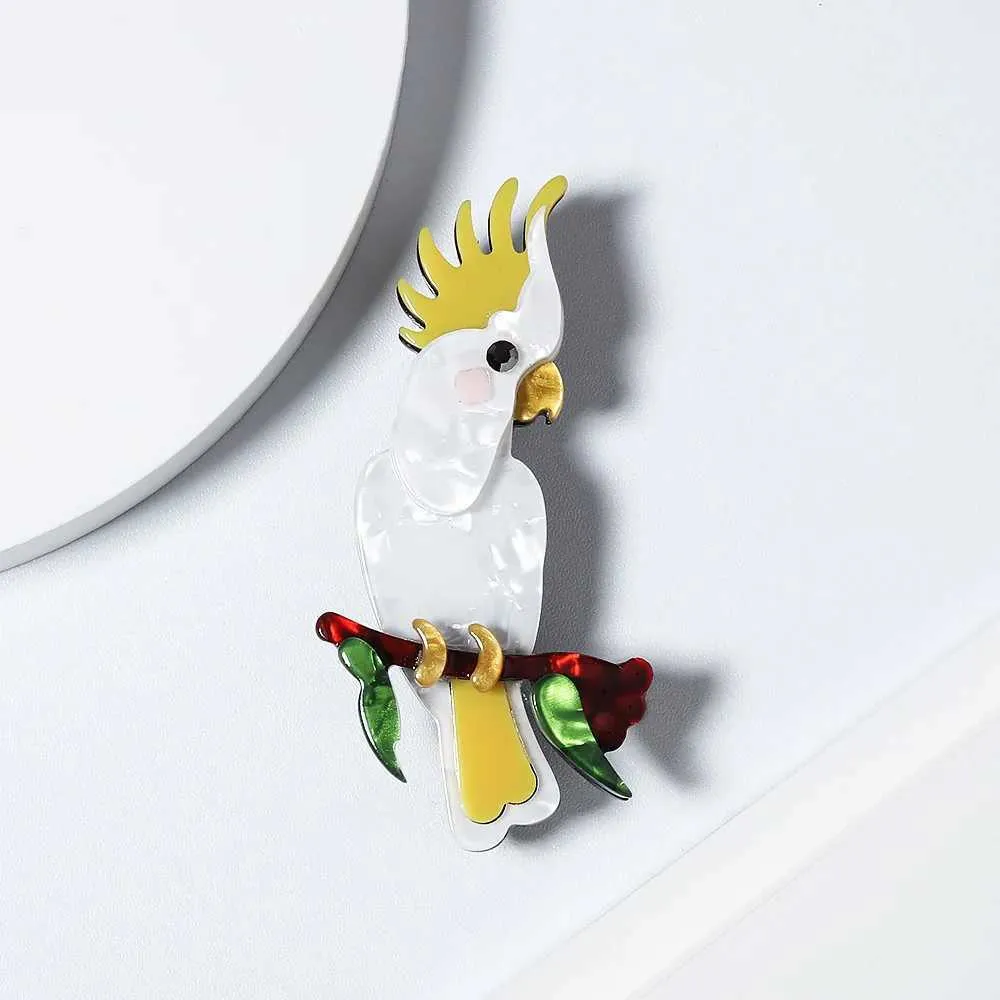 Handmade Acrylic Animal Parrot Brooches for Women Casual Party