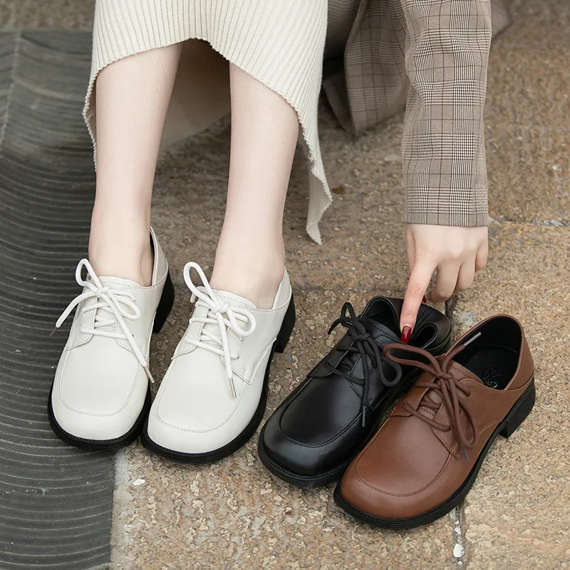 Wholesale Womens Leather Platform Oxford Flats Casual One Step Fashion With Lace Up And Classic Brown Shoe Boots Womens At Only 118.72 DHgate.Com