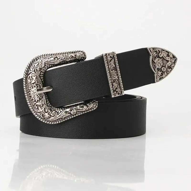 Save Big on Bulk Silver Buckle Belt Womens Black Belt Womens Silver Buckle  PU Leather Thin Waist Belt With Retro Design For Jeans Dresses Best
