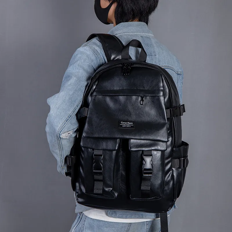 Men's Large Capacity Leather Trekking Backpack For Travel_voghion.com