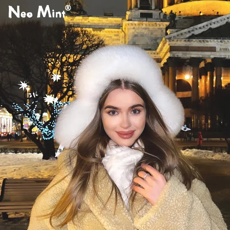 Save Big on Bulk Womens Winter Hats With Ear Flaps Ladies Russian Fur Hats  Winter's Warm Embrace: Fluffy Faux Fox Fur Bomber Hat With Ear Flaps For