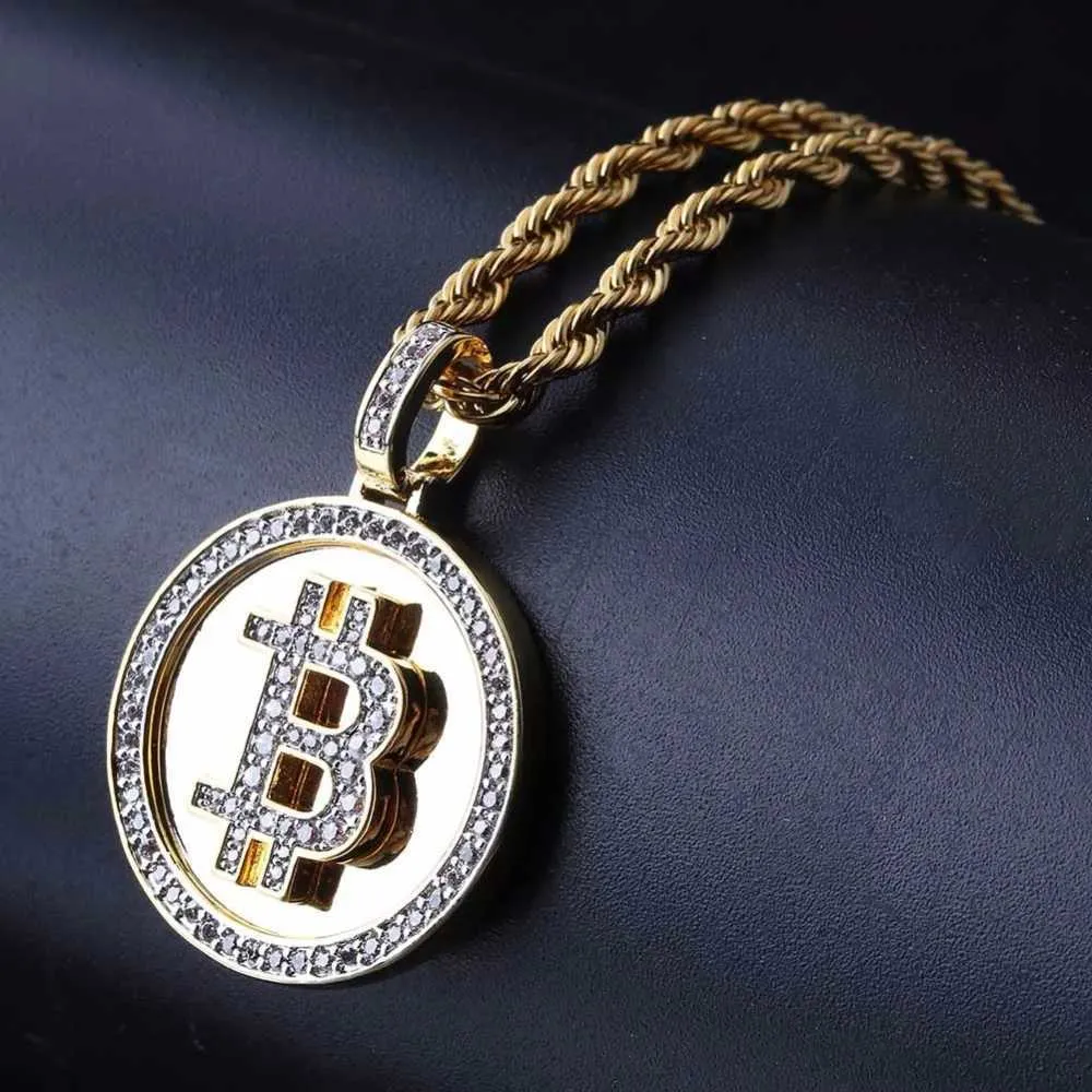 Gold Round Bitcoin Pendant Necklace for Men - AAA+CZ Stone Iced Out Hip Hop  Jewelry from Dhgate Pendant Necklaces - price 30.32