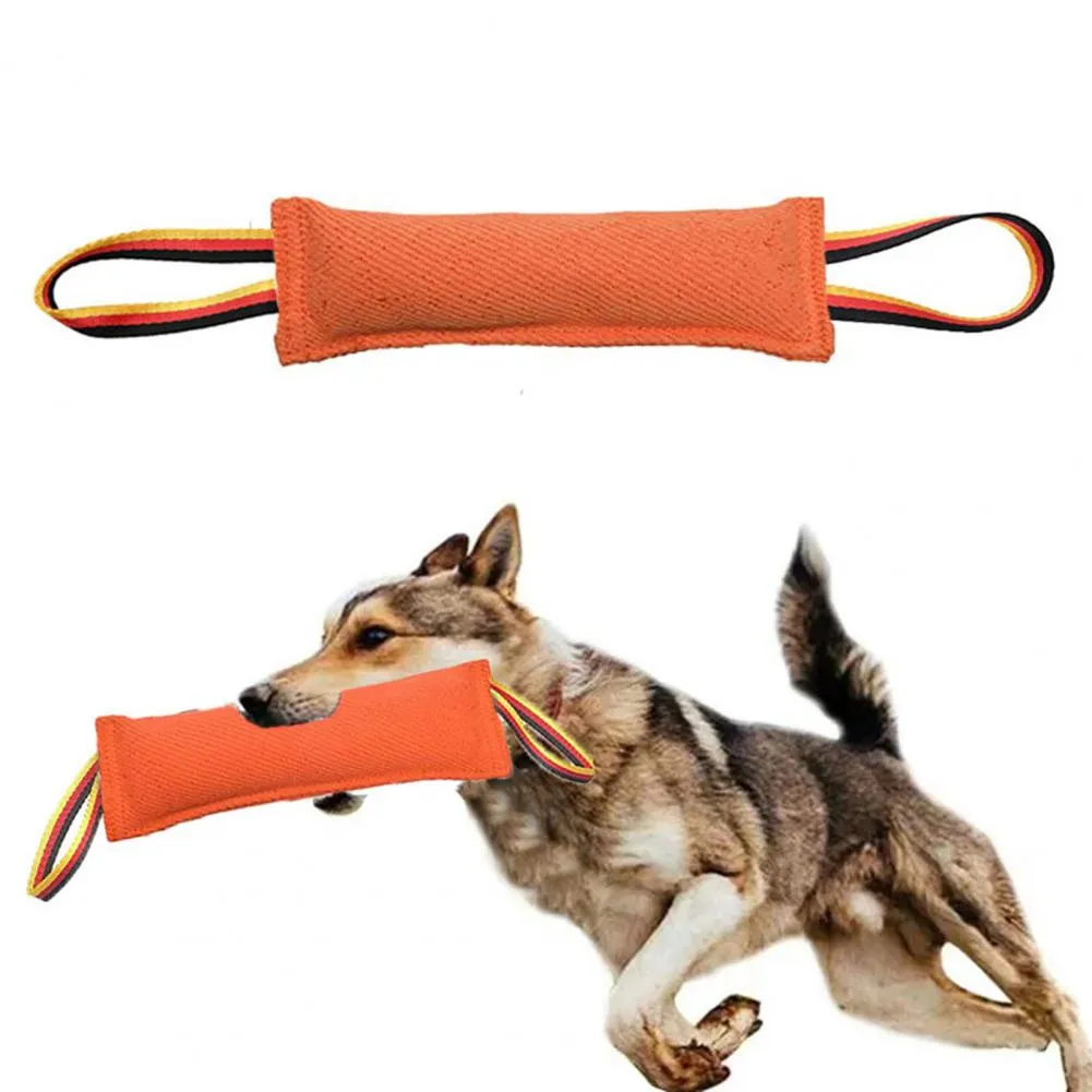 YES4QUALITY Dog Bite Tug Toy (11.8"x3.5"), Durable Blue Pull Toy W/ 2 Soft & Strong Black Handles, Tough Nylon Bite Pillow For Small To Medium Dogs, Ideal For Tug Of War, Fetch