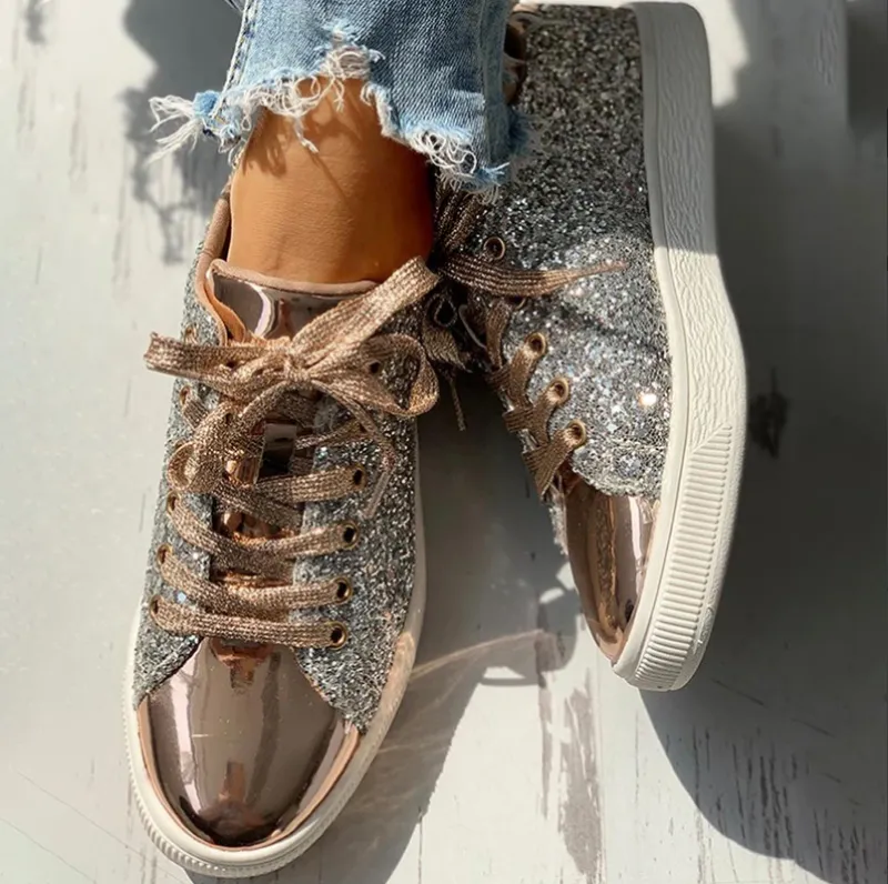 rose gold glitter sneakers womens