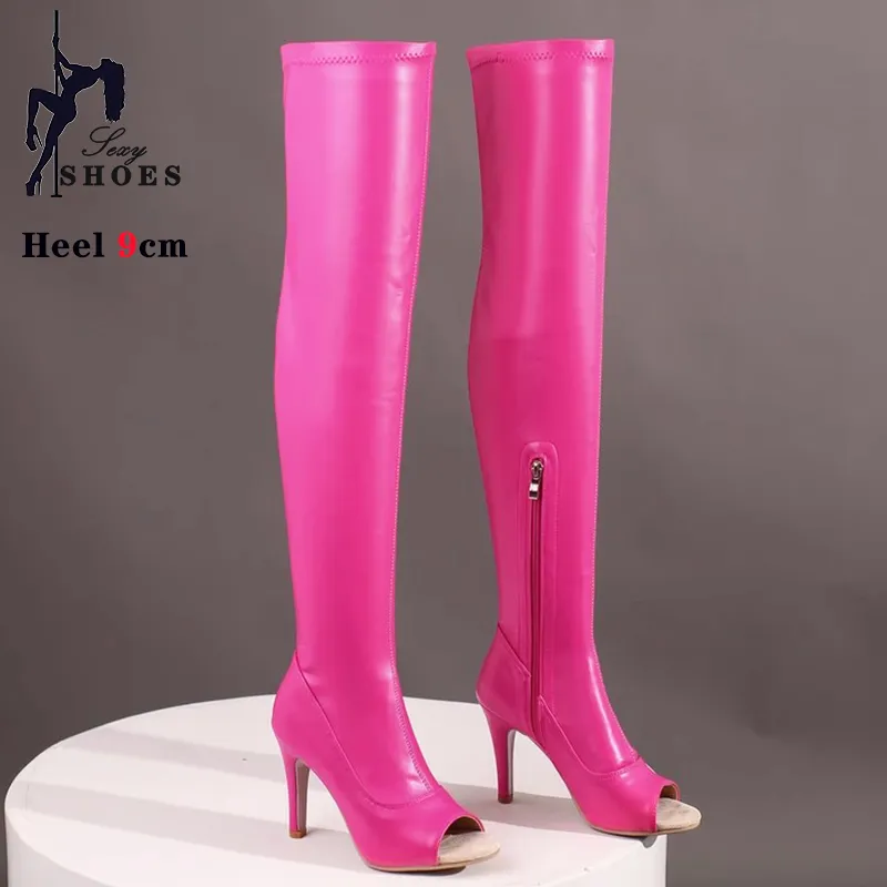 Peep Toe Over The Knee Stiletto Boots: Sexy Nightclub Style, Stretch Thigh  High, Plus Size Available Shop Now!