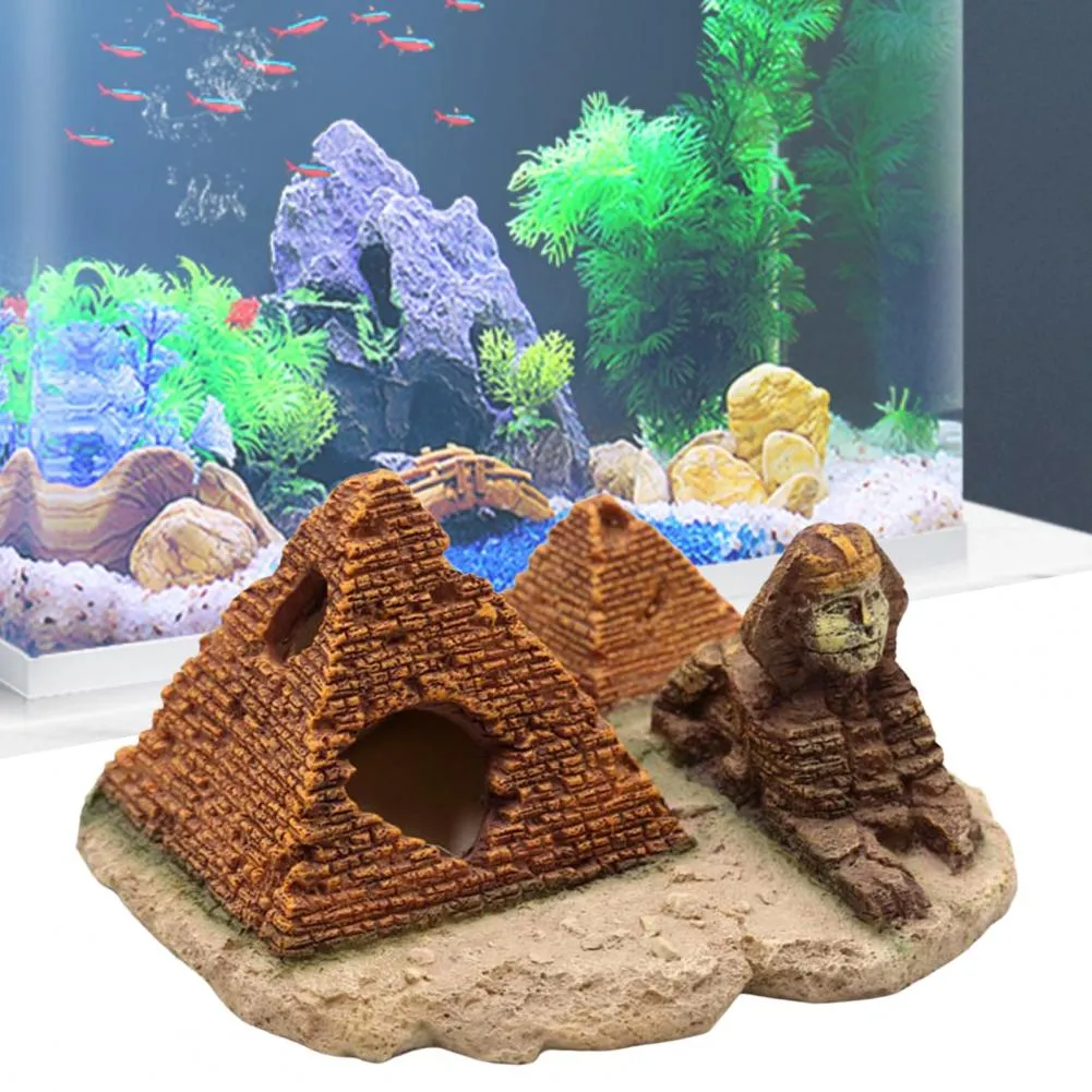 2024Pyramid Aquarium Decoration Porous Ceramic Shrimp House for Fish Tank
