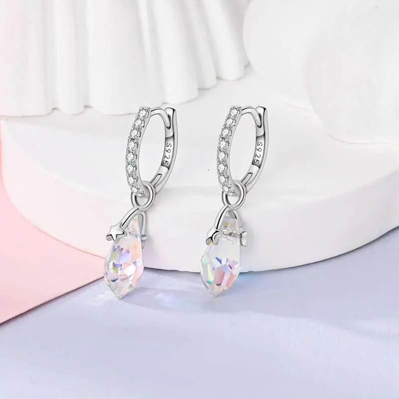 New 925 Sterling Silver Heart Shaped For Women Shooting Star Geometric Double Hoop Earrings Fine Romantic Jewelry_voghion.com