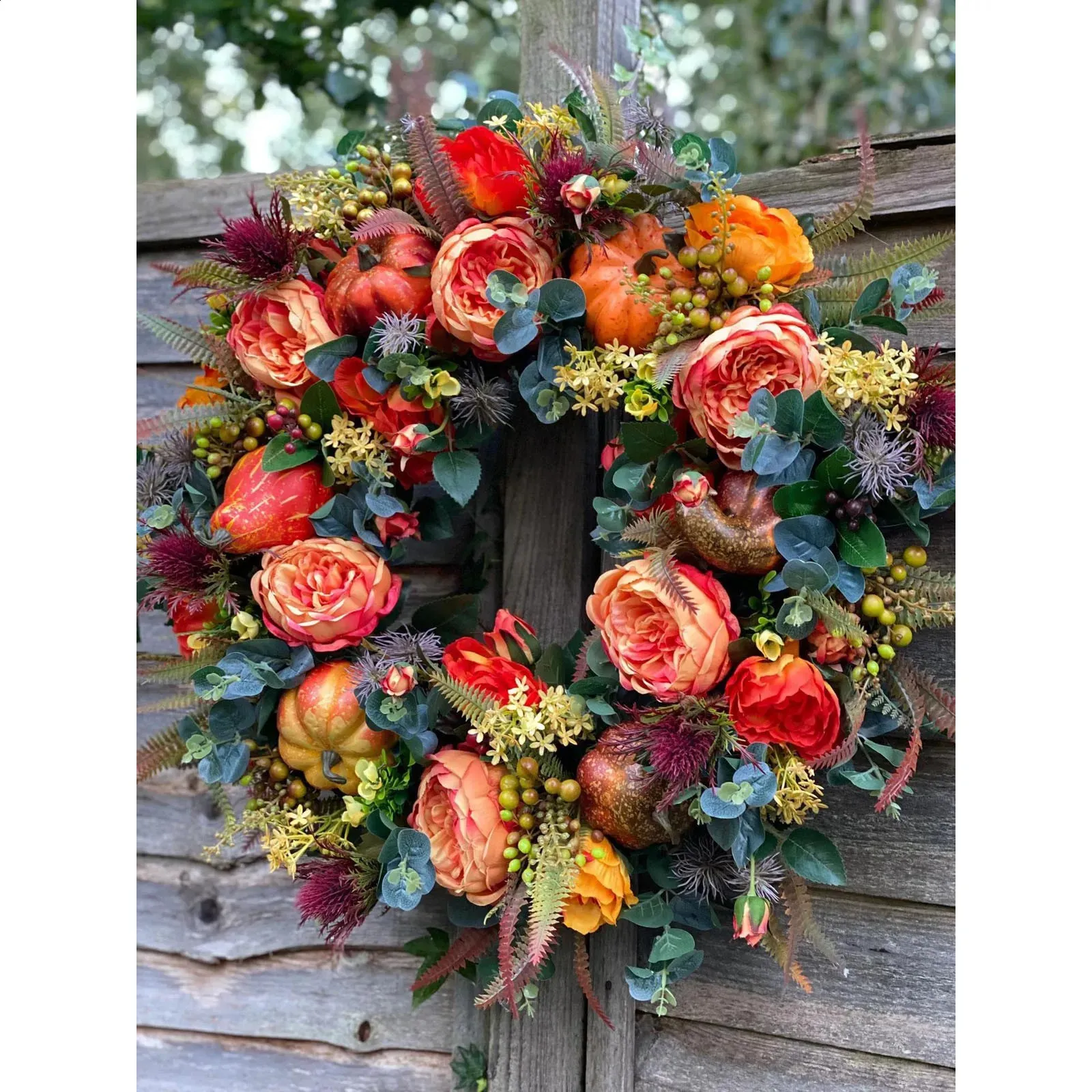 Autumn Harvest Decorative Rake with Artificial Flowers - Fall Door ...
