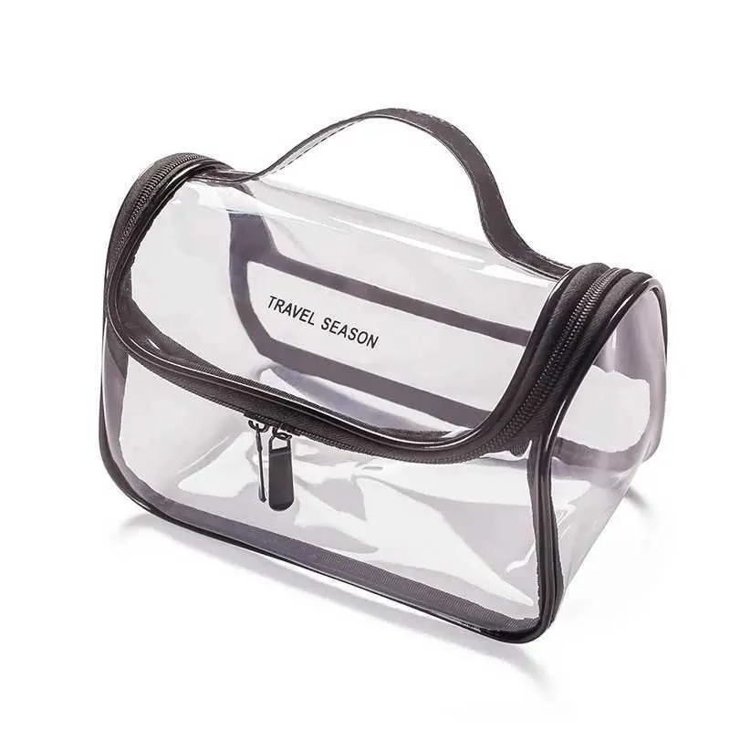 Borsa Da Viaggio Trasparente In PVC E PU, Portatile, Impermeabile, Per Cosmetici E Accessori, Taglia Media