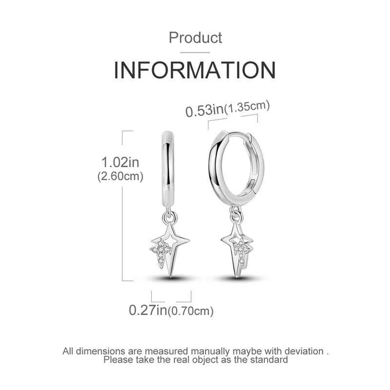 Sterling Silver Shooting Star Heart Stud Earrings For Women_voghion.com