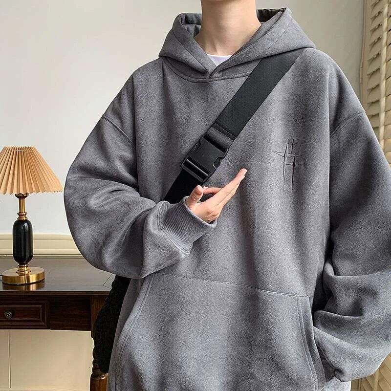 韓国newera■ College Oversized Fit Sweatshirt(起毛)■送料込 Y K Fashion Brand Korean Heavy Suede Oversized Grey Sweater