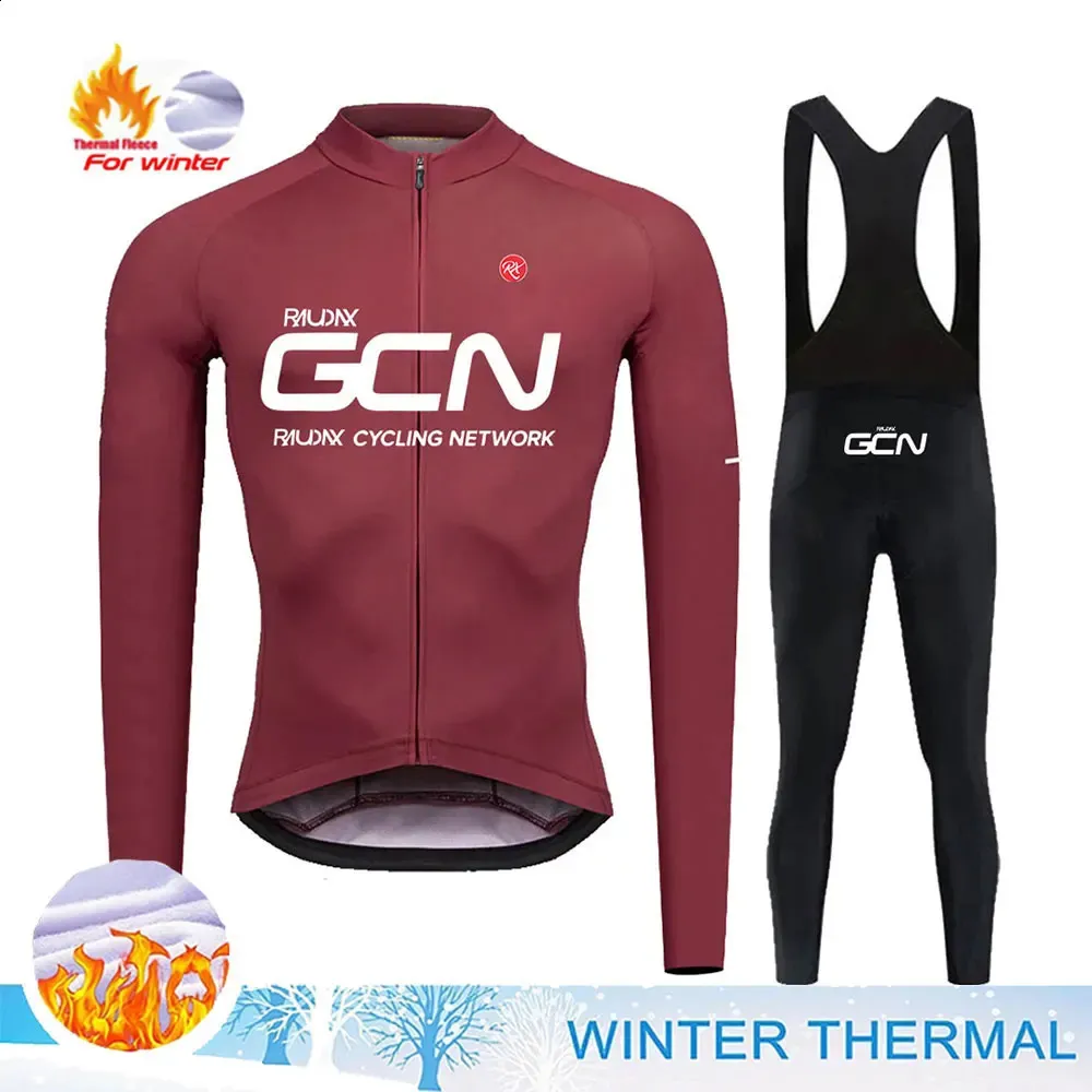 Men's Thermal Fleece Cycling Jersey Set Winter Long Sleeve Road  Mountain Bike Clothing