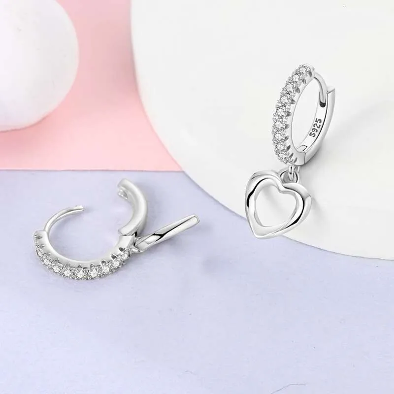 New 925 Sterling Silver Heart Shaped For Women Shooting Star Geometric Double Hoop Earrings Fine Romantic Jewelry_voghion.com