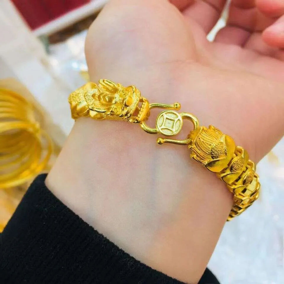 アクセサリー DORAGON BONE LINK BRACELET 24K Gold Dragon Bone Bracelet for Men - Classic Domineering