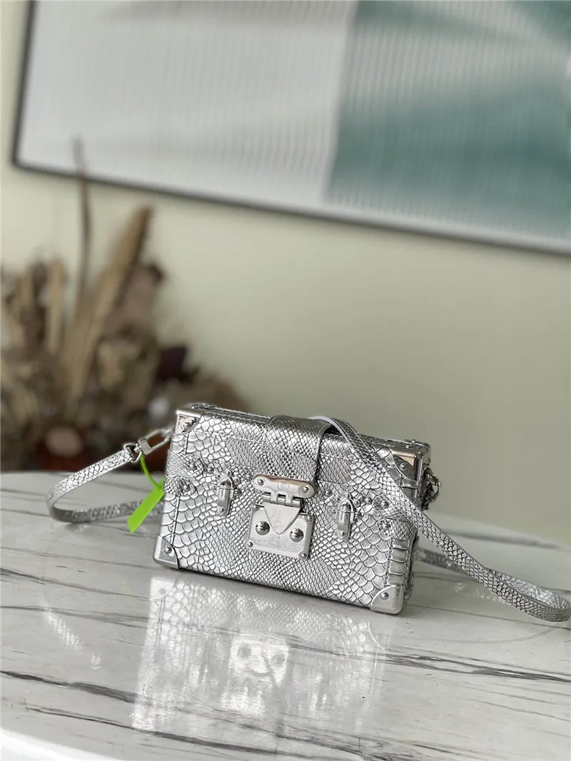Exquisite Designer Python Petite Malle Shoulder Bag high quality Craftsmanship