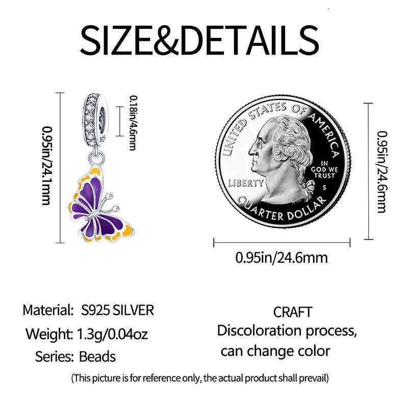 925 Sterling Silber Chamäleon Schmetterling Charm Für Armband_voghion.com