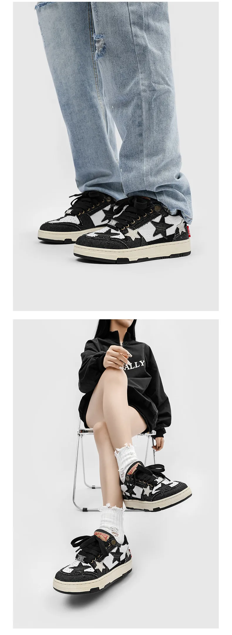 DHgate.com:Unisex Retro Y2K Star Punk Sneakers - Casual