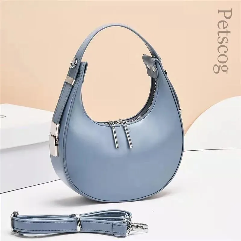 Vintage Leather Half Moon Clutch Bag - Women's Underarm Shoulder