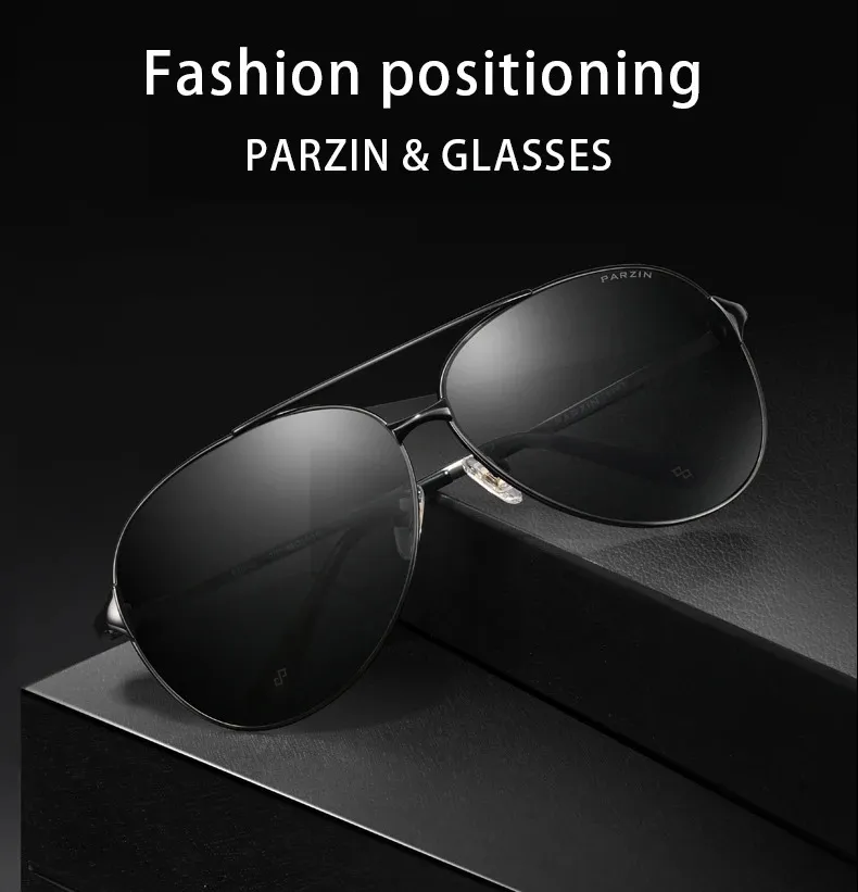 PARZIN Aviation メンズ偏光サングラス 合金フレーム パイロット