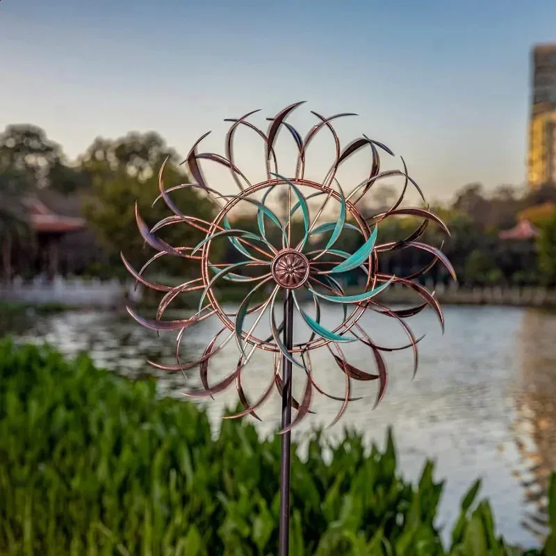 Large Wind Spinner With Stake Metal Wind Sculpture Large Metal Wind ...