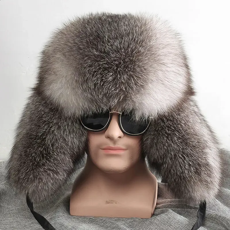 Orijinal Fox Racoon Fur Rus Ushanka Hat Erkekler Yi TL2,677.5