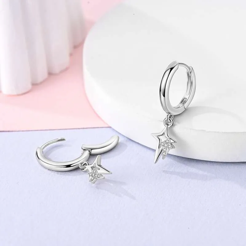 Sterling Silver Shooting Star Heart Stud Earrings For Women_voghion.com