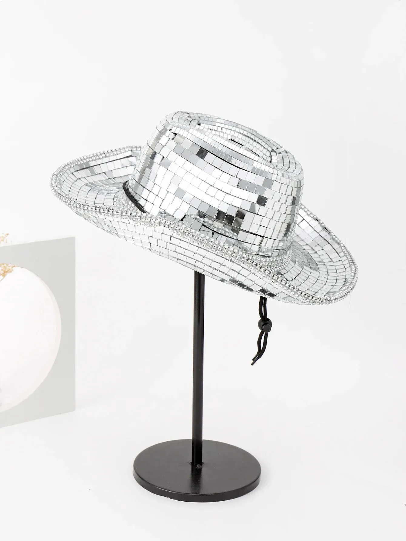 Shiny Silver Disco Hat Adult 70 main image 2