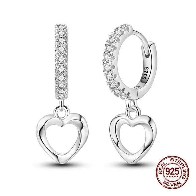 New 925 Sterling Silver Heart Shaped For Women Shooting Star Geometric Double Hoop Earrings Fine Romantic Jewelry_voghion.com