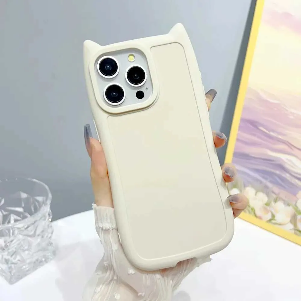 P240914 Solid Color Cat Ears Phone Case for iPhone 16 15 14 13 12 11 Pro Max SE - Shockproof TPU Soft Matte Bumper Cover P240914 Solid Color Cat Ears Phone Case for iPhone 16 15 14 13 12 11 Pro Max SE - Shockproof TPU Soft Matte Bumper Cover