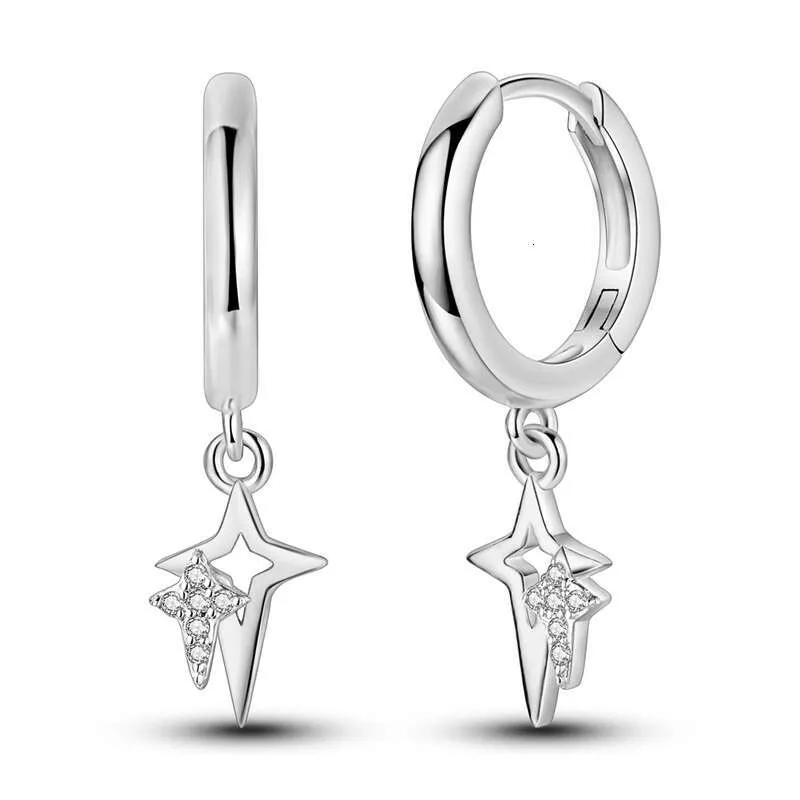 Sterling Silver Shooting Star Heart Stud Earrings For Women_voghion.com