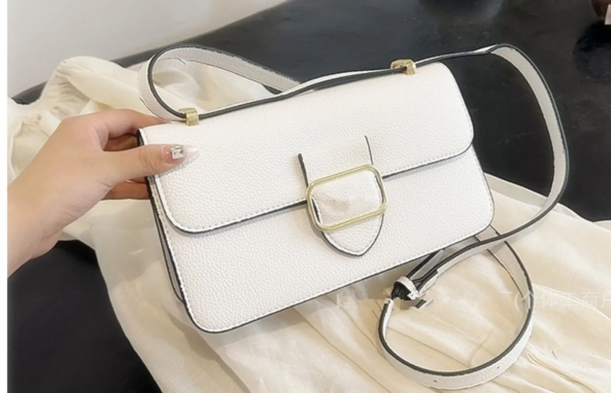 White Designer Leather Shoulder Bag Crossbody Purse for Women
