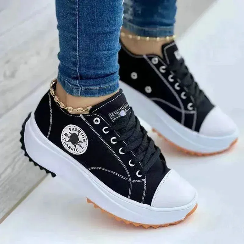 Comfortable Breathable Canvas sneakers for women for Women 2023 Fashion Lace Up Flat Shoes by a Top Brand