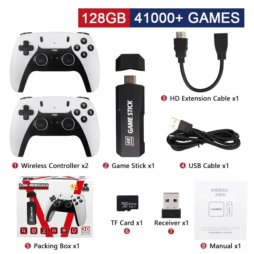 Console Retrogaming de jeu Vidéo 4K HDMI Game Stick Construit en 568 Console Retrogaming de jeu Vidéo 4K HDMI Game Stick Construit en 568