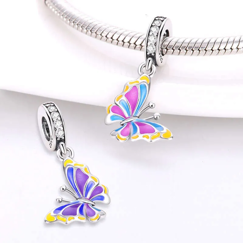 925 Sterling Silber Chamäleon Schmetterling Charm Für Armband_voghion.com